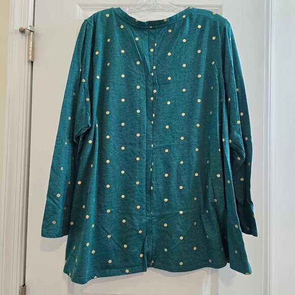 Lane Bryant Polka Dot Long Sleeve T-Shirt - Green with Gold Dots - Picture 6 of 6
